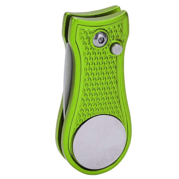 Golf Green Gaffel Rustfrit Stål Foldbar Golf Divot Reparationsværktøj med Magnetisk Tilbehør Lime