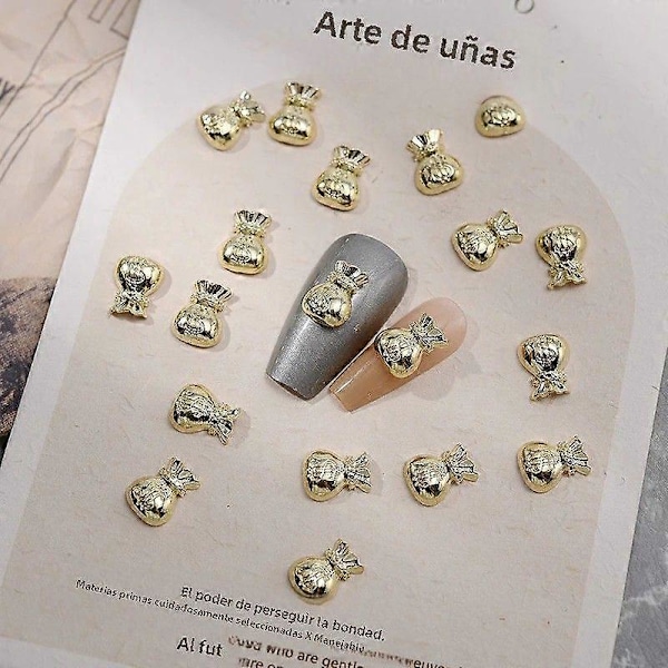 10 st Nya Året Nagelaccessoarer Fisk Ingot Dekorationer och Pengapåse för DIY Nagelkonst