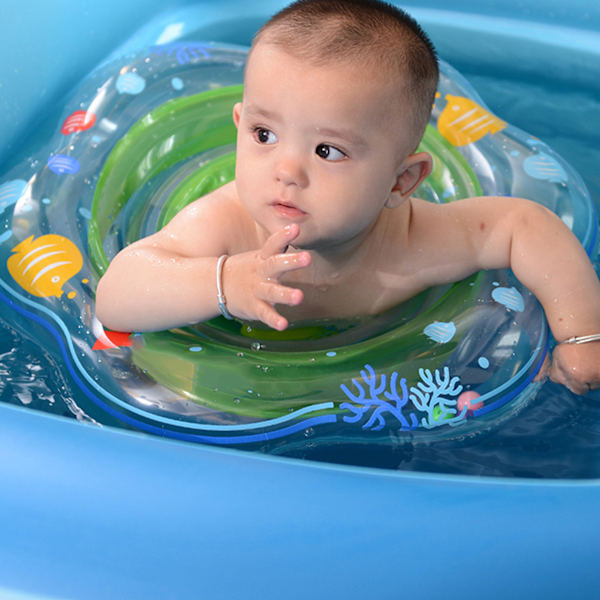 Baby svømme ringe dobbelt gasbag forhindre lækage oppustelig svømme float med sæde farve boks grøn