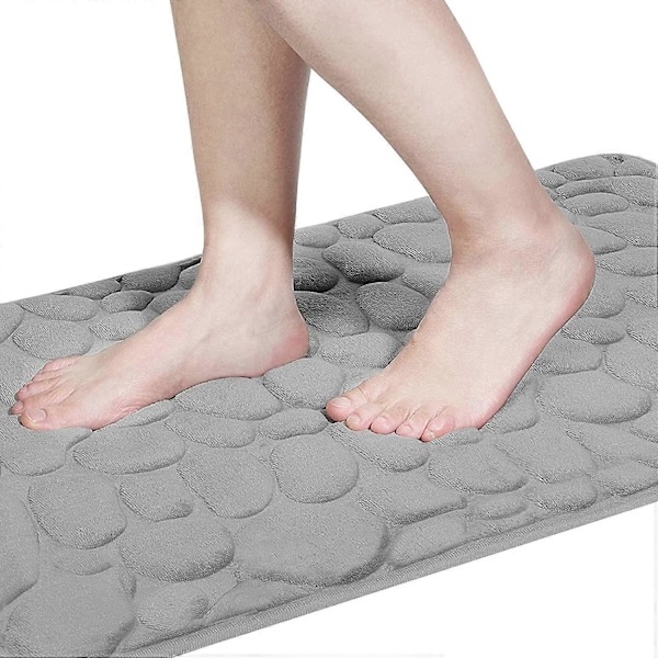 Sklisikker Baderomsmatte med Memory Foam, Absorberende Maskinvaskbar Baderomsmatte, Dusjmatte for Baderom, 40 x 60 cm, Grå