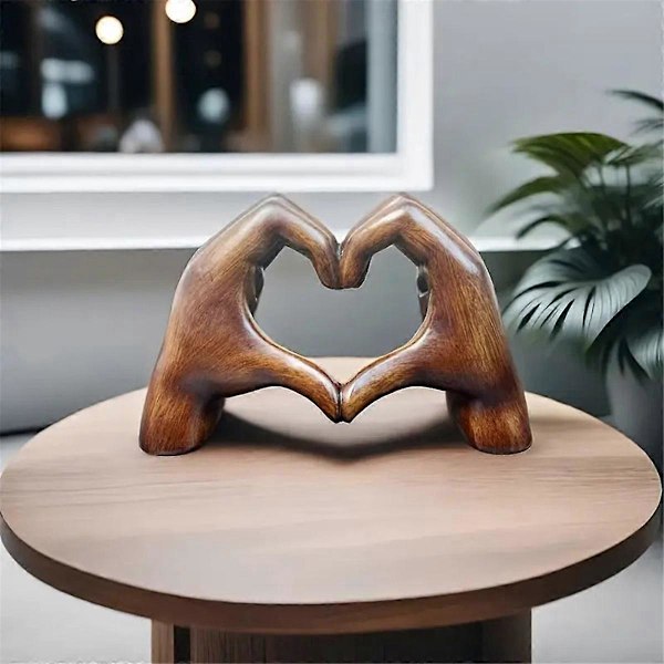 Hjärthandsgest Skulptur Handgest Staty Harts Hjärtskulptur