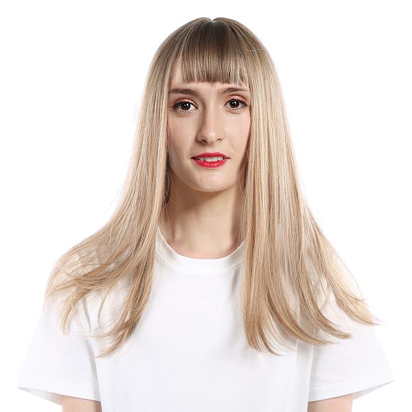 Lang rett gradient Lys Blond Parykk Dame Dame Cosplay Party Stilige syntetiske parykker
