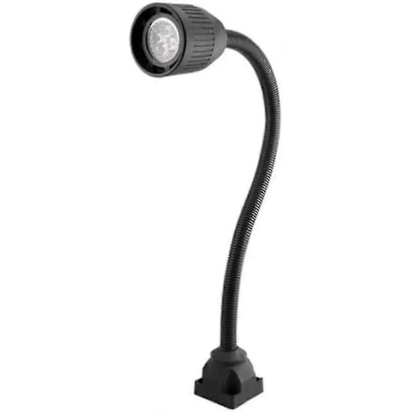 Maskinlampe Metal Industriarbejdslampe med Fast Base Fleksibel Arm Drejebænksbelysning 220v 5w (sort) (1 stk)