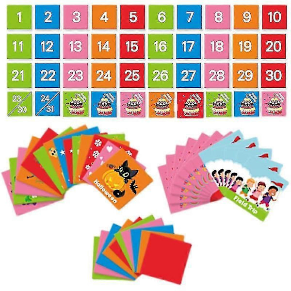 Klasserom Kalender Lommediagram, Skolekalender for Barn Læring Hjemme, Hjemmeskole Klasseromsutstyr for Lærere Barneskole (blå)