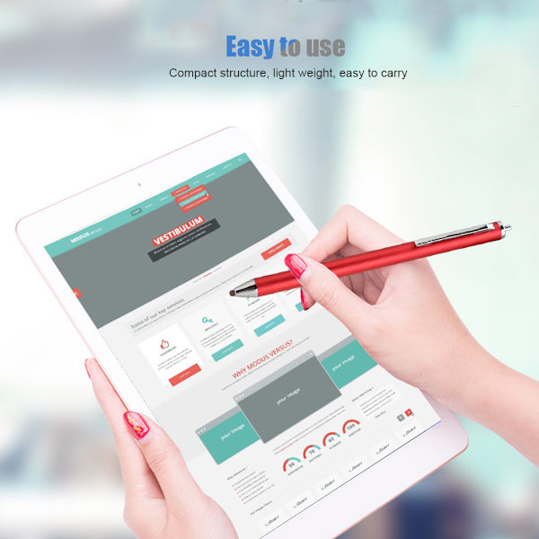 Stylus med stoffhode for Samsung Tab/LG/Huawei/Xiaomi-smarttelefoner og nettbrett for iPad 2018 (rød)