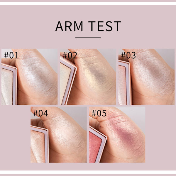 5 Farger Blush Makeup Palette Høylys Konturpulver Bronzer Høyglans Høylys