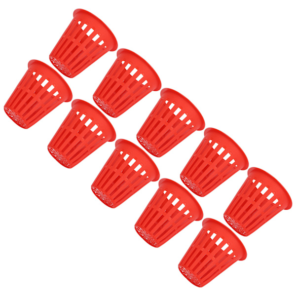 10 STK Plantekurv Hydroponisk dyrkningskurv Plastic Plant Mesh Cup til altanhaveRød