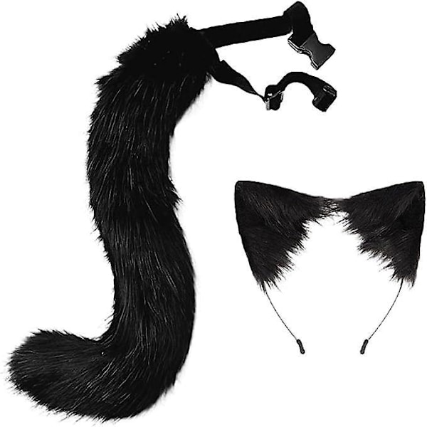 Konstgjorda Pälskatthuvud Hoop Varghuvud Halloween Kostym för Cosplay Fest