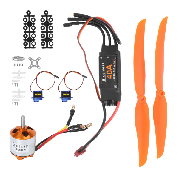 A2217 1100KV børsteløs motor 40A ESC SG90 9G Micro Servo 1060 Propell for RC Plane (1100KV Motor 40A ESC 9G Servo 1060 Propell)