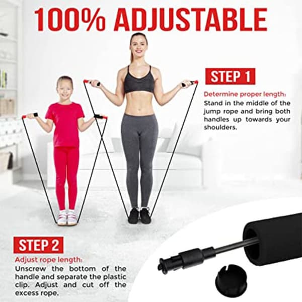 Adjustable Jump Rope - Tangle-Free Skipping Rope for Training, Boxing, Endurance Training Multicolour