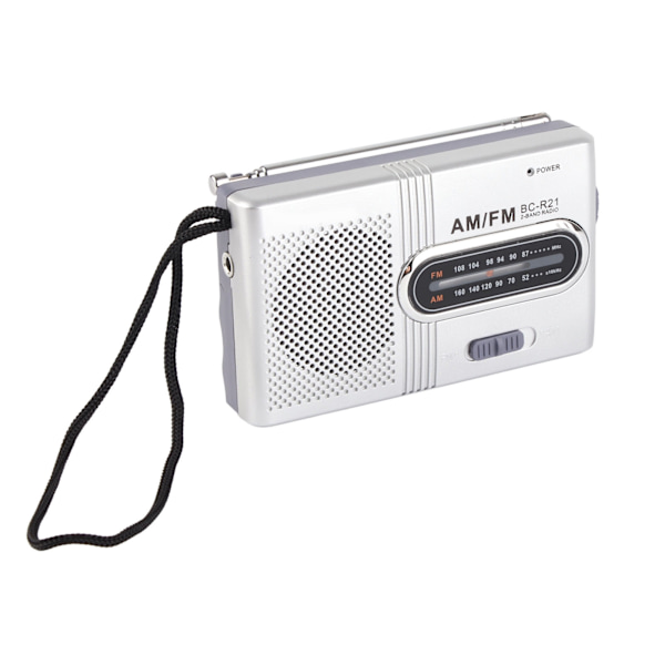AM FM-radio Lang 5W-høyttaler som varer i bærbar lomme transistorradio med øretelefonkontakt for hjemme utendørs sølvgrå