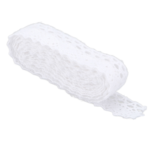 Spetsband DIY Bomulls Nät 1,5 cm Bredd 20 Yards Utsökt Spetskant för Gardin Kläder Duk Present Dekoration Vit