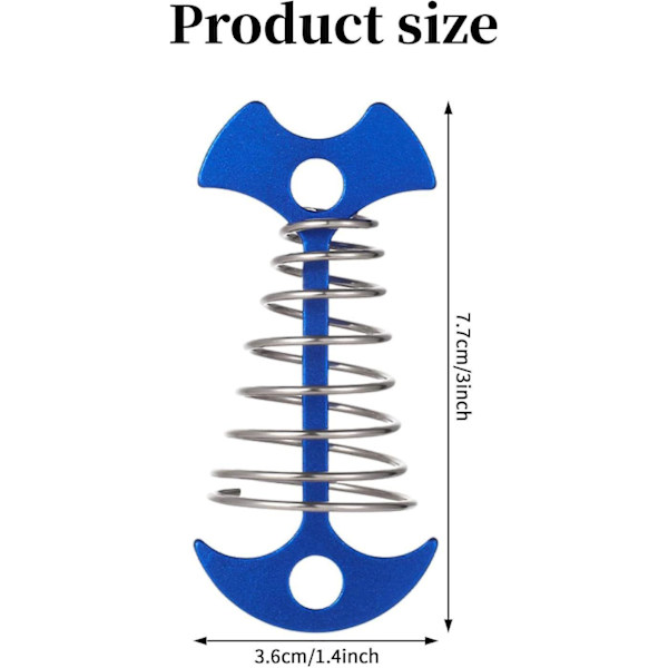 6-delad fiskbenstält i blå aluminiumlegering med fjäderspänne - Tillbehör för camping och utomhusvandring