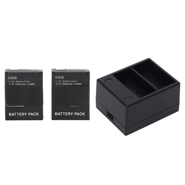 Kamerabatterilader Rask dobbeltspors batterilader med 2 batterier kompatibel for Hero 2 3