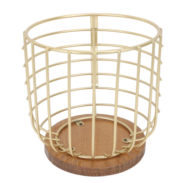 Kaffepodholder i jern med stor kapasitet, plassbesparende trebase, kaffepodholder for oppbevaring av kaffepods til hjem, kafébar, gullfarget med lokk