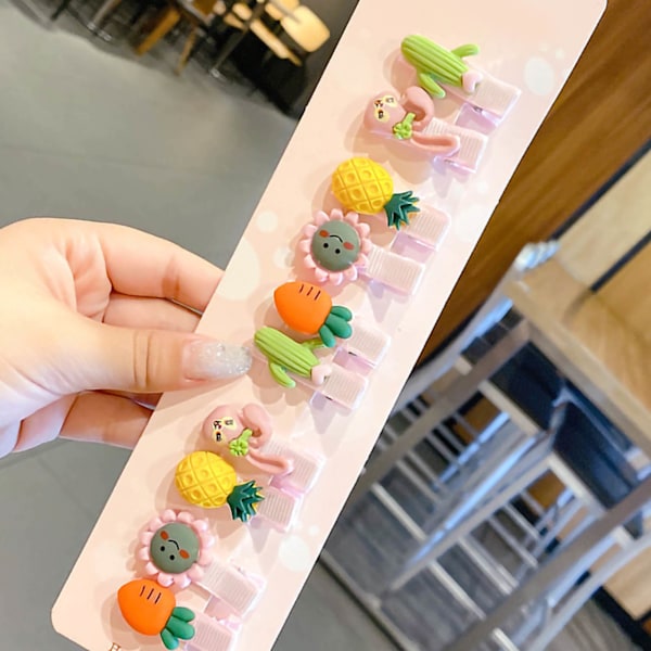 10 st tecknade hårklämmor set tecknade söta utsökta mix färgglada stift hår accessoarer för flickor baby typ 1