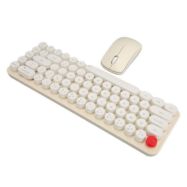 Trådlöst tangentbord Mus Combo Mini Bärbar Retro Silent 2.4G Trådlös 68 tangenter Office Tangentbord Mus Set Beige