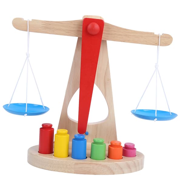 Vægt i træ til balance, pædagogisk legetøj til børn, børnehave, matematikundervisning