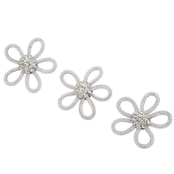 3st Skobrosch Söta färger 6cm Rhineston bred blomform Kläderbrosch för skor Väska BröllopsklänningVit Mesh Vit Rhinestone