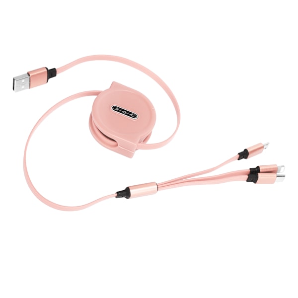 3 i 1 Multi Retractable Charger Cable 3A med TypeC/til IOS/Micro USB Connector 1.1M(Pink )