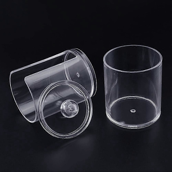 Cylinder Gennemsigtig Vatrondel Vatpinde Make Up Pads Dispenser Holder Organizer Beholder med låg 2 i 1 2 Lag Gennemsigtig Multifunktionel Akryl