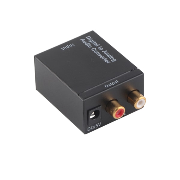 Digitaali-analogimuunnin DAC-dekooderi Toslink- ja koaksiaalituloilla analogisille 2RCA-lähdöille Musta isäntä USB -kaapeli kuituoptinen kaapeli