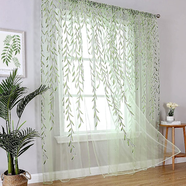 Grön Gardin - Korgtryckt Gardinpanel för Anslagstavla, 1 Panel, 198 cm L x 99 cm B