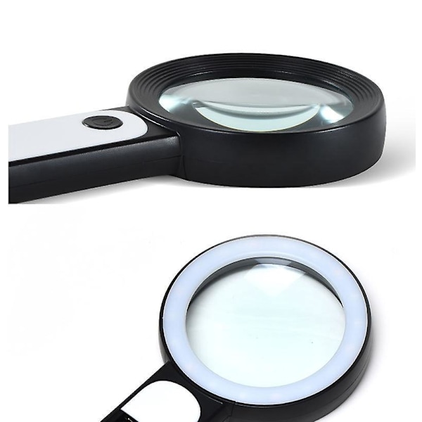 Håndholdt 30x Forstørrelsesglas med 18 LED-lys, Perfekt til Ældre Læsning og Inspektioner