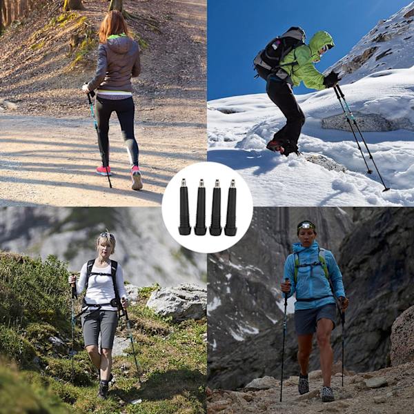Bærbar erstatningsstang Alpenstock-spidssæt - ideel til vandreture, gåture og trekking (4 stk)