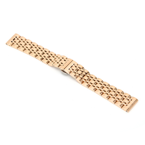 Klokkearmbånd i rustfritt stål, erstatning for klokkearmbånd, justerbar lengde, klokkebånd i roségull, 19 mm / 0,75 tommer