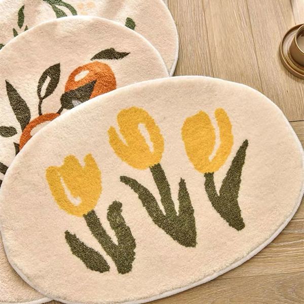 Vedenimevä matto Pehmeä ympäristöystävällinen vedenimevä kukkakuvioinen kylpyhuonematto kylpyhuoneeseen sisämakuuhuoneeseen Tulipa 50x80cm / 19.69x31.50in