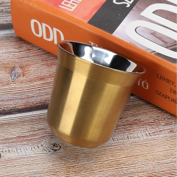 304 Rostfritt Stål Värmeisolerad Dubbellagers Kaffekopp Mugg för Hem Kafé Guld