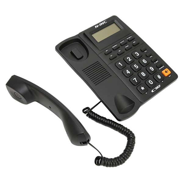 Ledning fastnettelefon Multifunktion Caller ID Display Hurtigopkald Sidst nummer Genopkald Desktop Telefon til hjemmekontor Sort