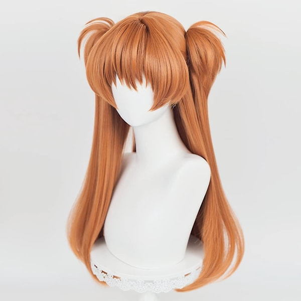 Ginger Orange Cosplay- parykk med klips-på fletter - Langt, rett hår parykk for kvinner til Halloween-kostyme