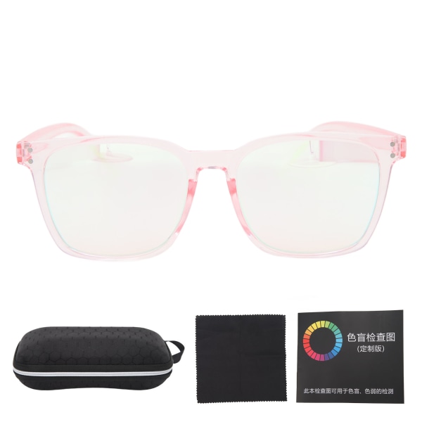 Fargeblinde briller Unisex høykontrast Fasjonable fullramme fargeblinde korrigerende briller Rosa Gjennomsiktig