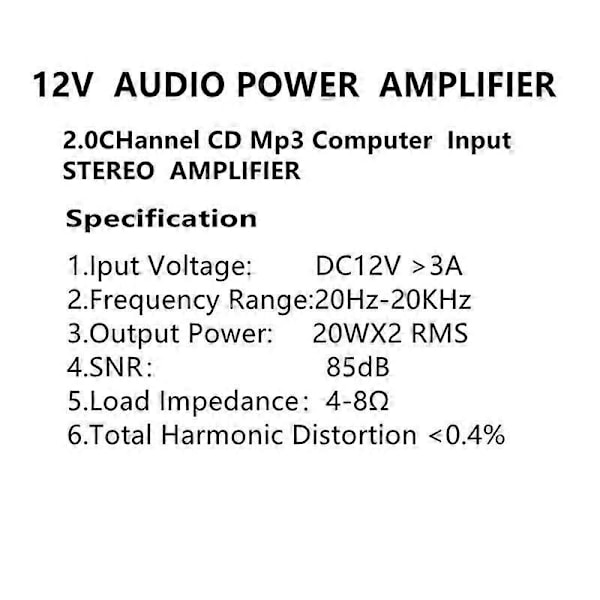Bil Teater Forstærker 2 Kanal Forstærker USB/SD AUX Input