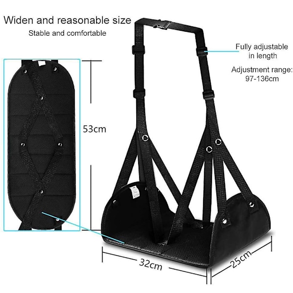 51cm*21.5cm Jalkatuki, Säädettävä Lentokoneen Jalkatuki Matkajalkatuki Lentokoneen Lentoon Jalkatuki Jalkojen ja Jalkojen Rentouttamiseen (Musta)