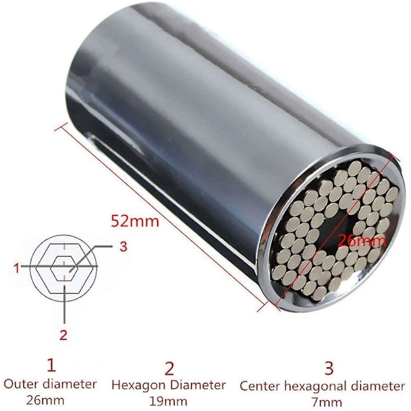Hylsnyckel Universalmutter Universal Hylsnyckel Multifunktionella Handverktyg Reparationsadapter Reparationsverktyg för 7-19mm Tänger med