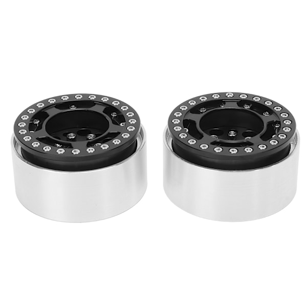 2 st 1,9 tum Beadlock-hjul i aluminiumlegering CNC-bearbetning Universal RC-hjulfälgar för Crawler Svart