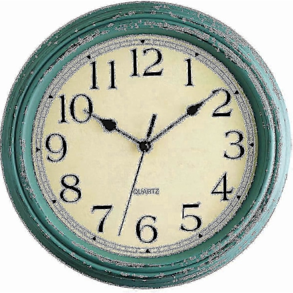 Stille, lydløs retro kvarts vægur (30 cm) turkis