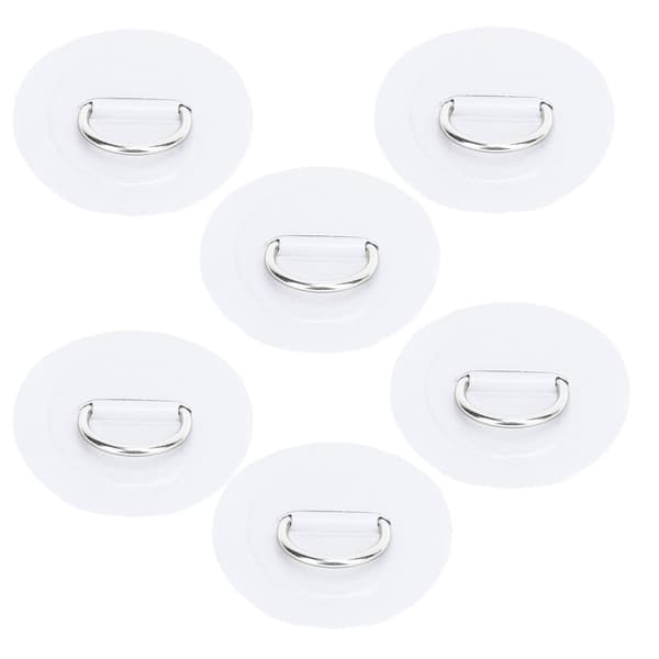 6 stk oppblåsbar båt D-ring pute lapp PVC slitesterk marin rustfritt stål fast spenne (hvit)