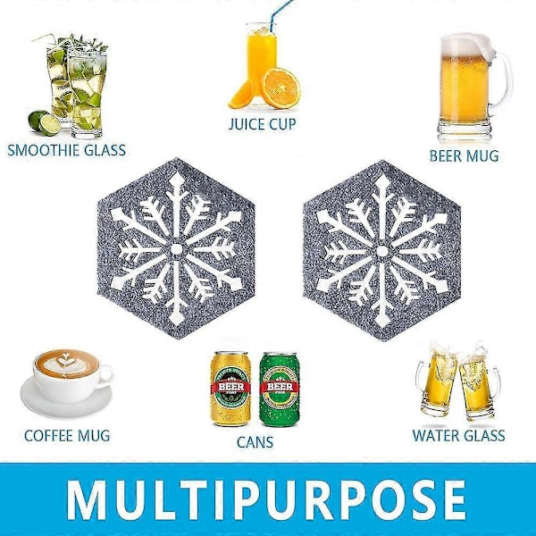Jul Snöflinga Design Underlägg Filt Koppmattor Vin Te Kaffe Mattor, Dekoration För Julfest Helg