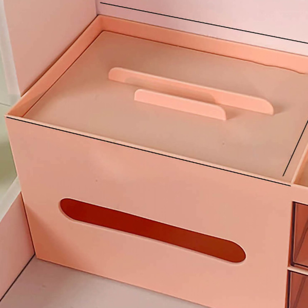 Kosmetik Opbevaringsboks Bordplade Papirservietboks Smuk Dekorativ Papirkurv Desktop Makeup Organizer til Soveværelse Sovesal Pink