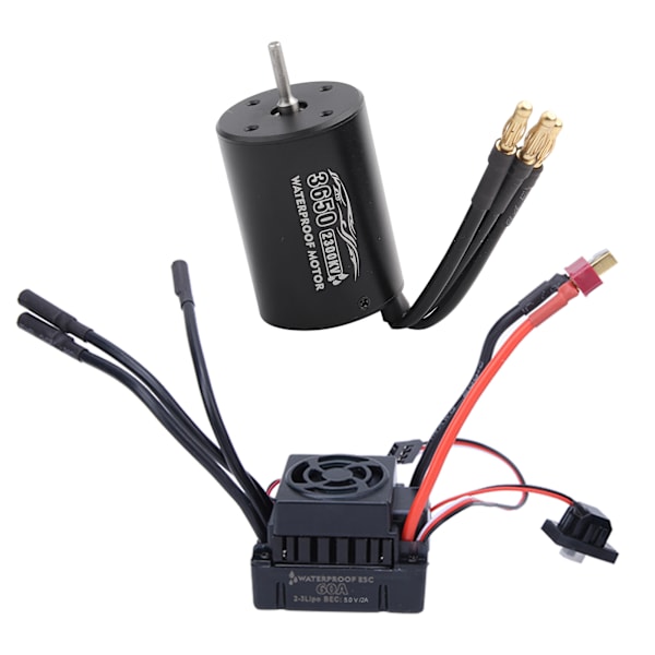 Surpass Hobby 3650 Borstlös Motor 60A ESC Svart Vattentät Set Passar för 1/10 RC Bil(2300KV )
