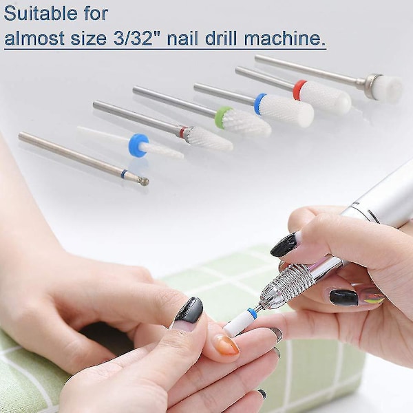7 st Keramiska Nagelborr Set - Karbid Nagelborr Roterande Fräsar För Elektrisk Manikyr Pedikyr Nagelfil Maskin