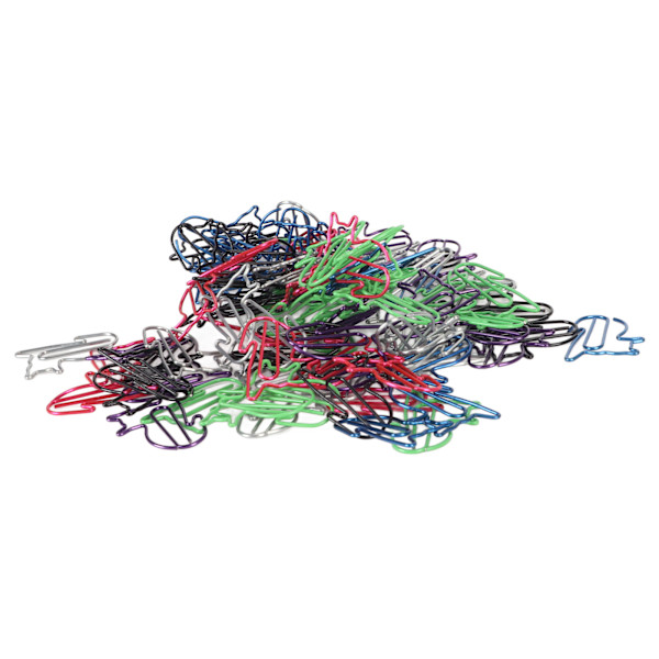100 stk. Fancy Paperclips Dyre Stil Assorterede Farver Dækket Tråd Søde Papirclips til Hjem Skole Kontor