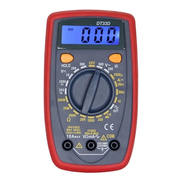Digitalt multimeter med 2000 tellinger - Måling av spenning, strøm og motstand
