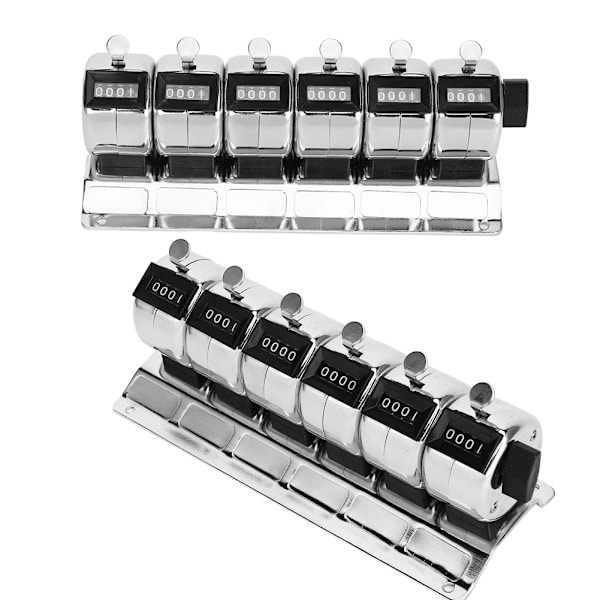 Mekanisk Counter Metal Manuell Clicker 4&#8209;Sifret Sammenhengende 6 Enheter Rustfritt stål Tally