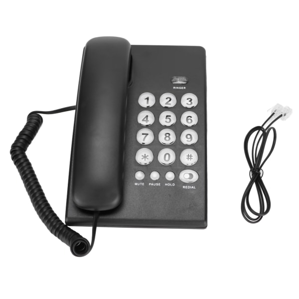 KXT504 stasjonær ledningstelefon multifunksjonell fasttelefon med stor knapp for hjemmekontorhotell (svart)