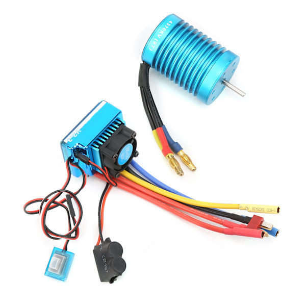 F540 4370KV 4P borstlös motoruppsättning med vattentät borstlös 60A ESC för 1/10 RC-bil blå